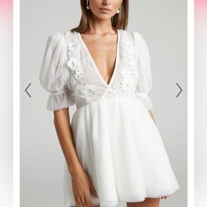 NWT ShowPo Akisha Mini Dress White Size 12 and 14